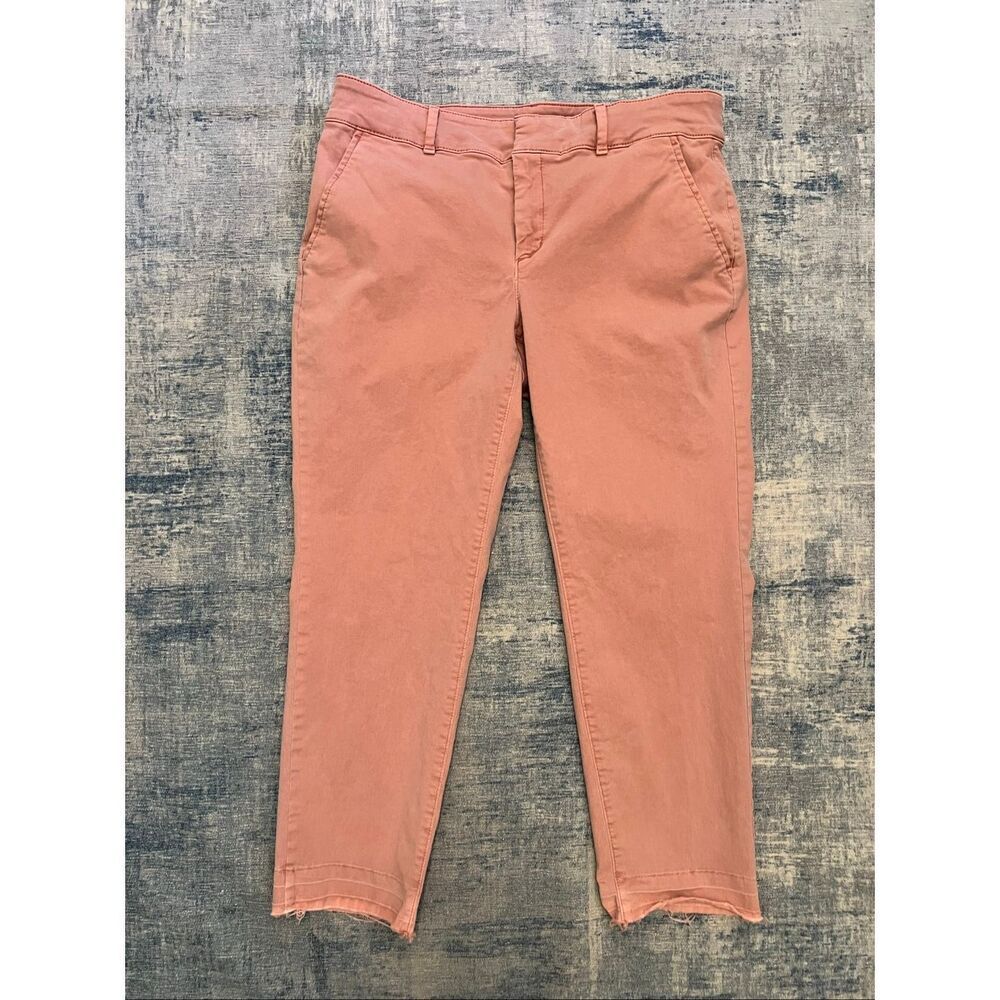 Loft Pink Frayed Hem Girlfriend Cropped Ankle Chinos Size 12